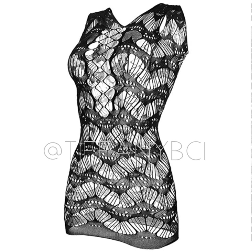 Sexy Black Mesh Fishnet Mini Dress - Picture 4 of 6